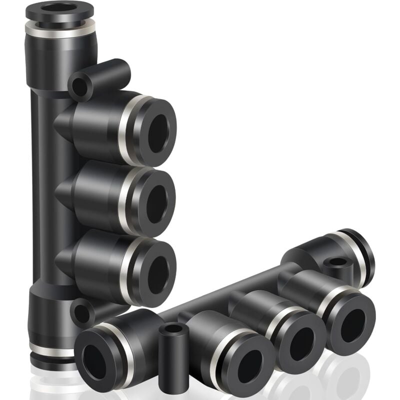 foto del prodotto raccordo pneumatico per linea d aria a connessione rapida in plastica con testa diretta, diametro esterno di 6 mm, 5 pezzi pk 6 5 vie 