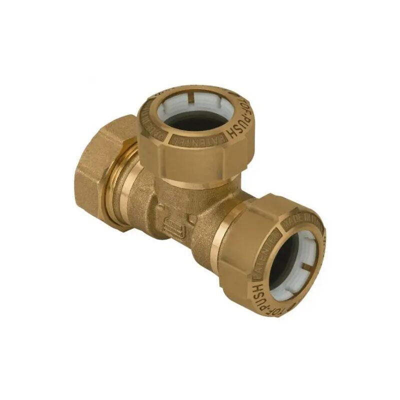 foto del prodotto raccordoa a t intermedio in ottone per tubo in polietilene serie tof-push 20 effebi