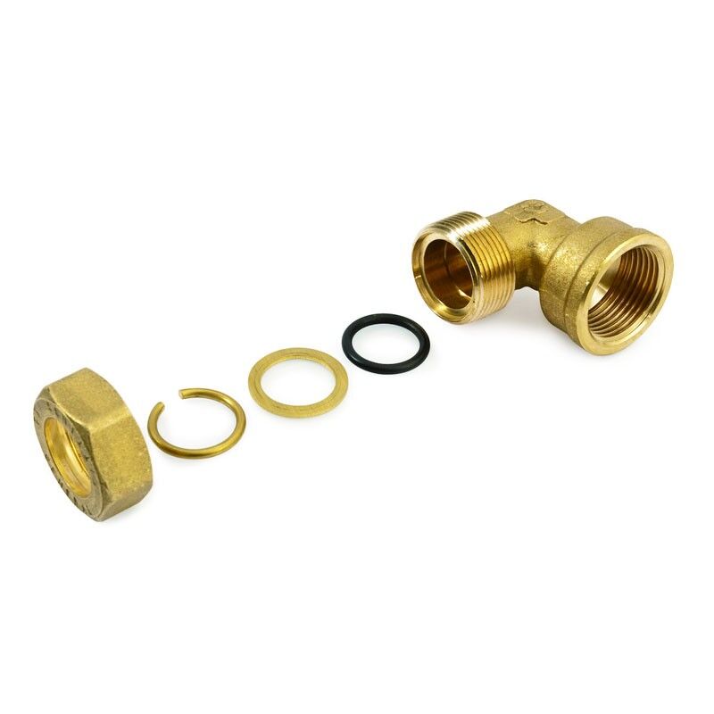 foto del prodotto raccorrdo angolo gomito femmina 1 2 x10 a compressione in ottone con anello di serraggio ed o ring di tenuta, per tubo rame 120022h041000a