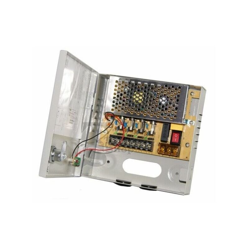 foto del prodotto rack box alimentatore stabilizzato 4 uscite canali centralina telecamera dc cctv