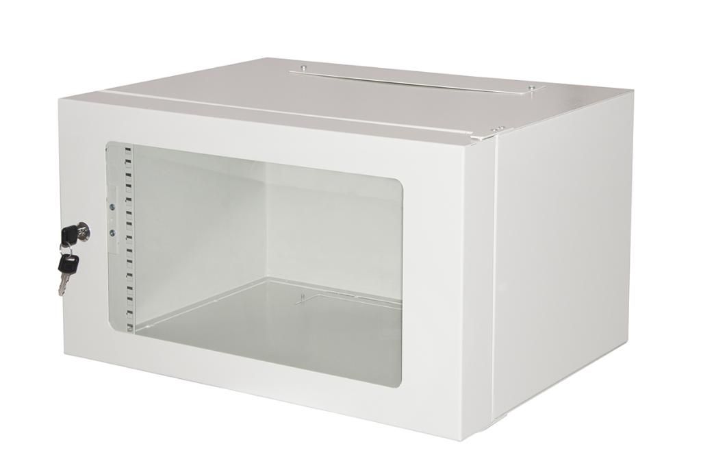 foto del prodotto rack link 19 armadio 6 unita a parete per reti a 295x l 540x p 360mm assemblato colore grigio porta in vetro lk1906u30