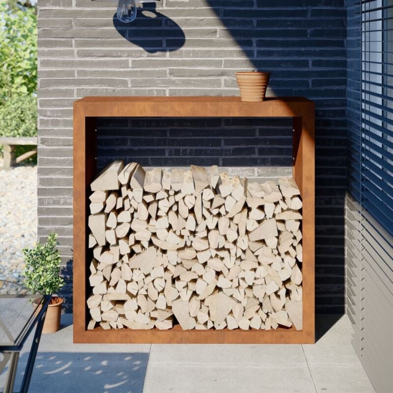 foto del prodotto rack per legna da ardere 100x40x100 cm in acciaio corten vidaxl