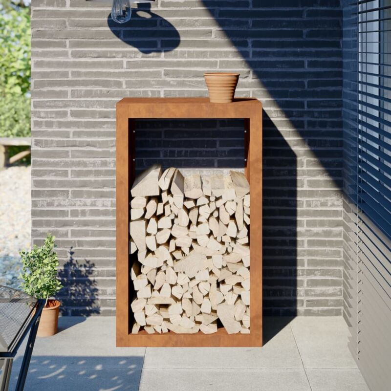 foto del prodotto rack per legna da ardere 60x40x100 cm in acciaio corten vidaxl