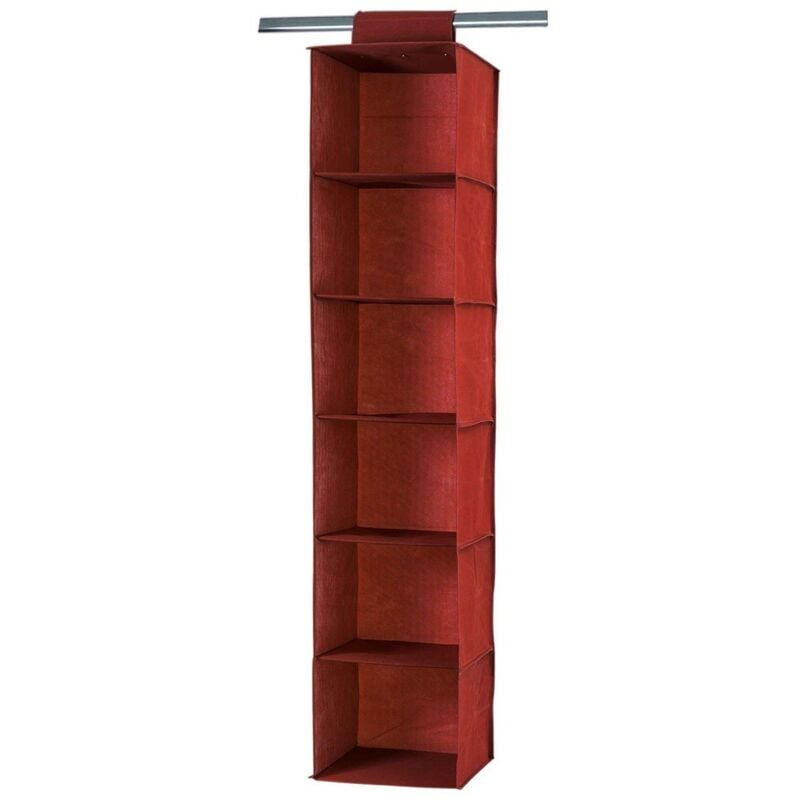 foto del prodotto rack per maglione in tessuto con 6 scomparti colore mattone