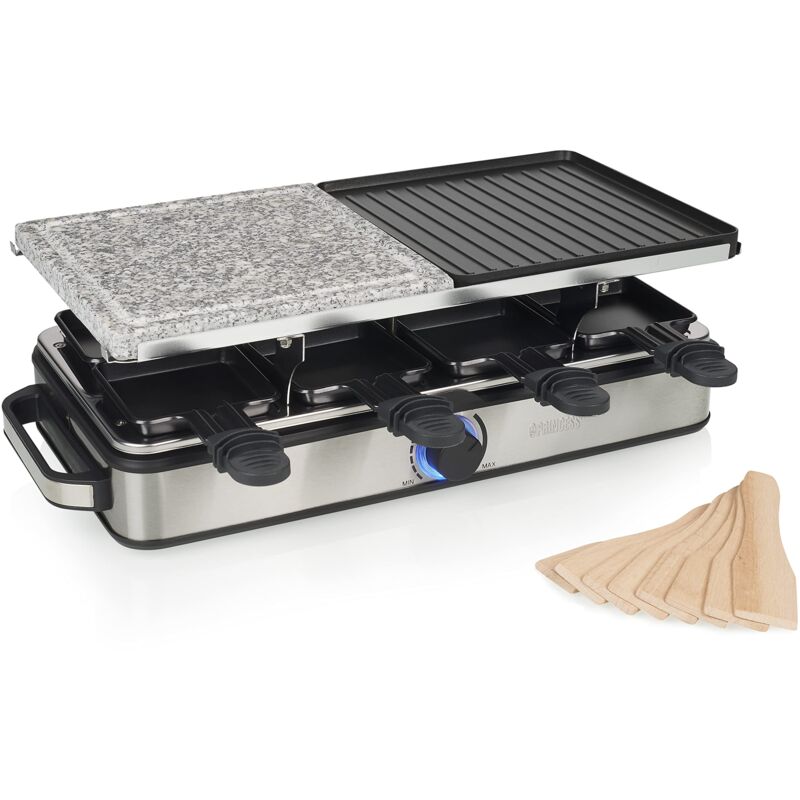 foto del prodotto raclette pietre e alluminio deluxe 8, 1400 w, inossidabile, acciaio inox spazzolato princess