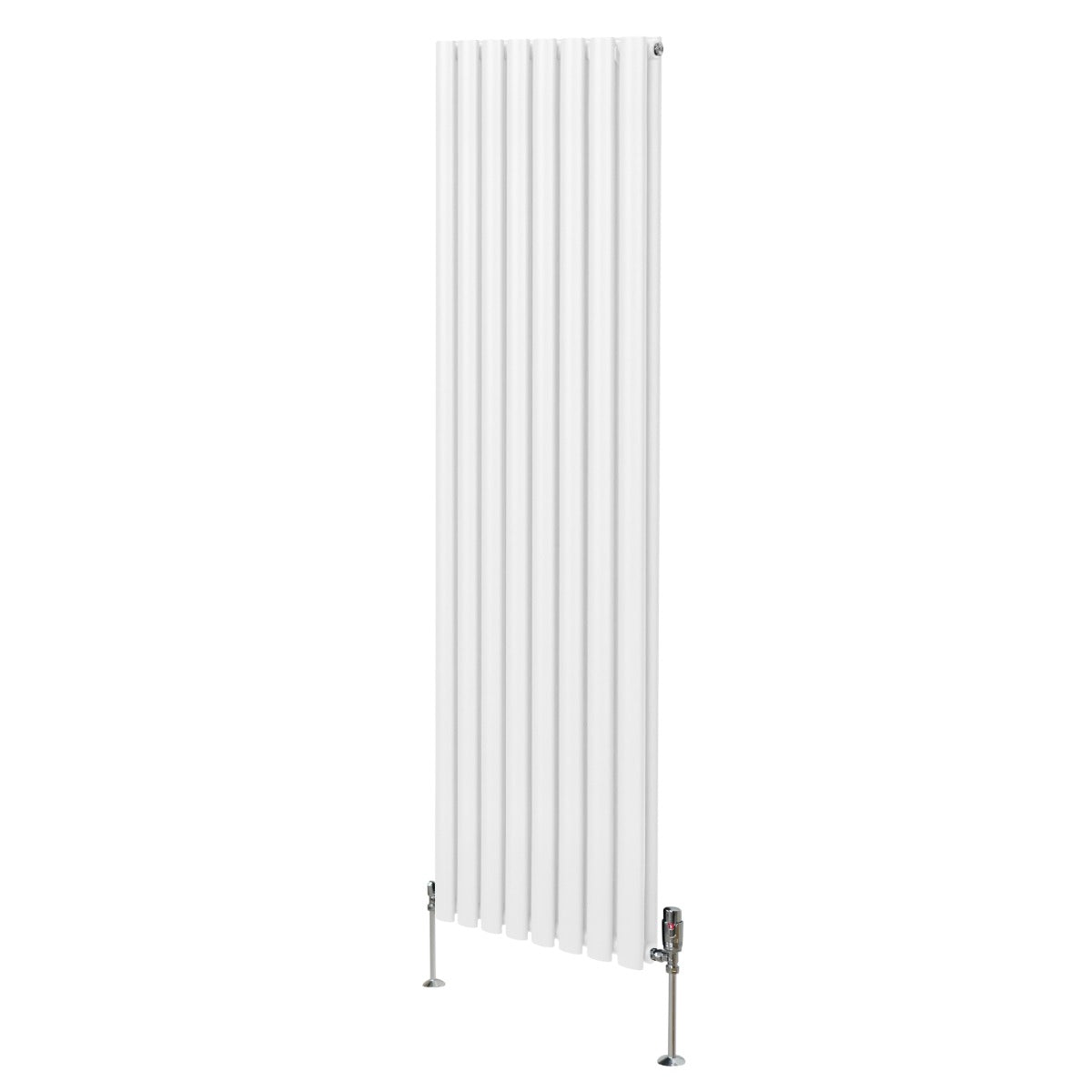 foto del prodotto radiatore a colonna ovale e valvole cromate trv designer bianco 1800mm x 480mm