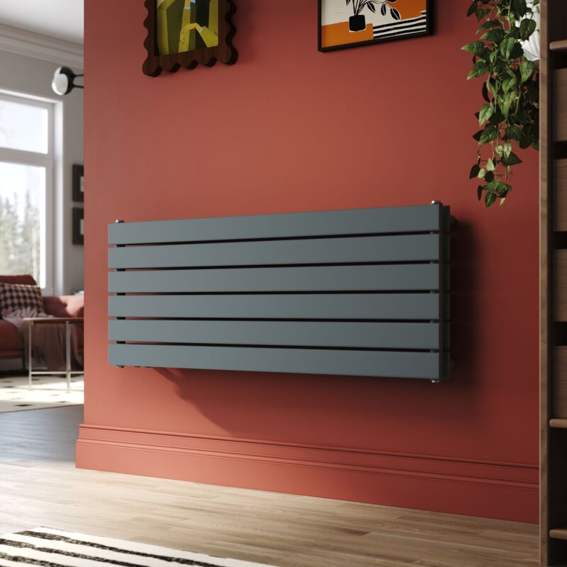 foto del prodotto radiatore antracite doppio orizzontale termosifoni ad acqua calda in acciaio spcc acciaio dolce 465x1200 mm 3243w sonni