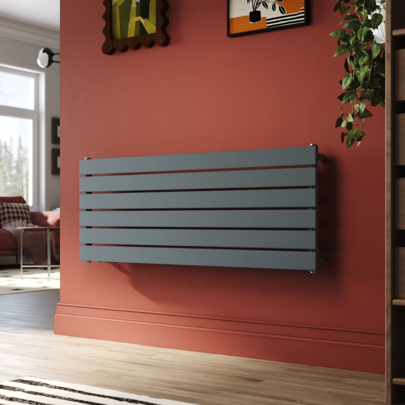 foto del prodotto radiatore antracite singolo orizzontale termosifoni ad acqua calda in acciaio spcc acciaio dolce 465x1200 mm 2505w sonni