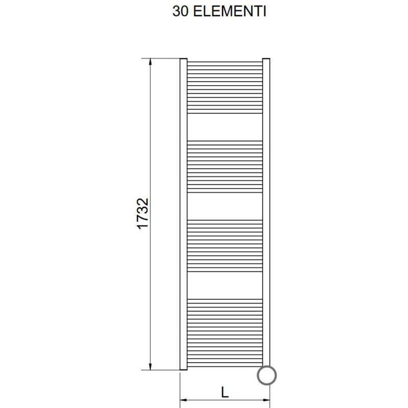 foto del prodotto radiatore bagno scaldasalviette lisa 22 1800 500 int. 450 mm elettrico con termostato eco 9016 3581646100067