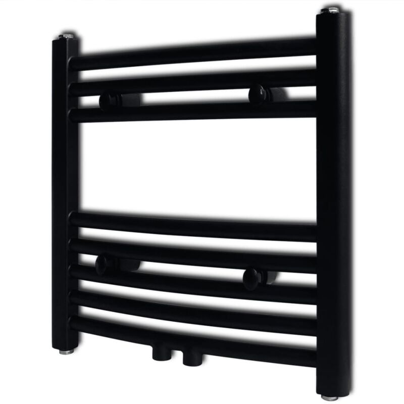 foto del prodotto radiatore centrale portasciugamano curvo nero 480 x 480 mm vidaxl
