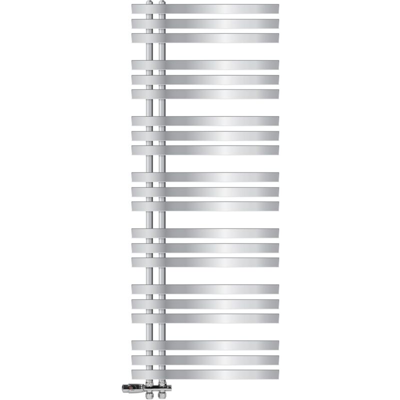 foto del prodotto radiatore da bagno iron em 600x1600 mm cromo termosifone attacco centrale set di collegamento con termostato attraverso il pavimento calorifero