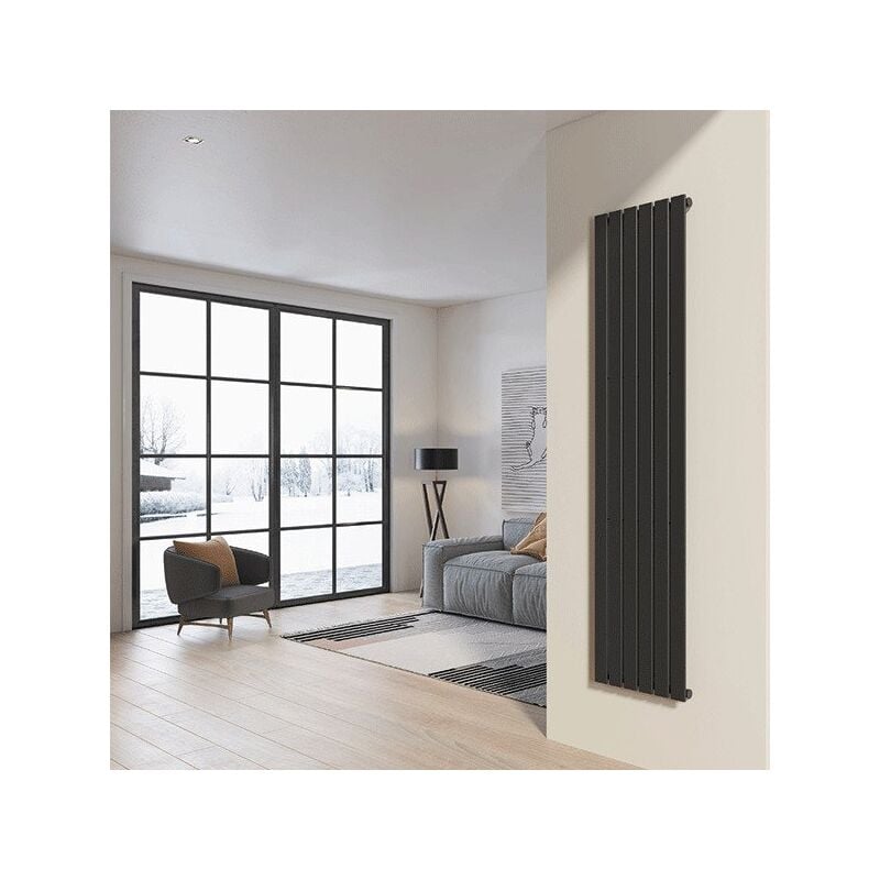 foto del prodotto radiatore da design a piastre 200x45 cm termoarredo verticale a tubi piatti lucca grigio opaco