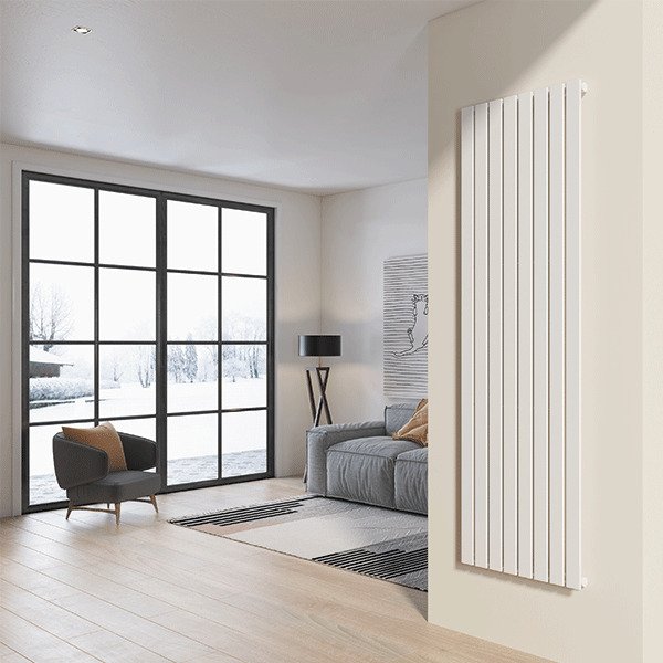 foto del prodotto radiatore da design a piastre 200x60 cm termoarredo verticale a tubi piatti lucca bianco
