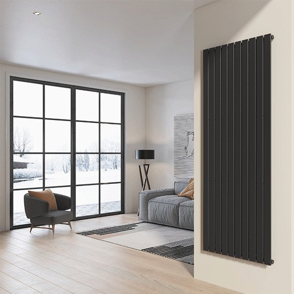 foto del prodotto radiatore da design a piastre 200x75 cm termoarredo verticale a tubi piatti lucca grigio opaco