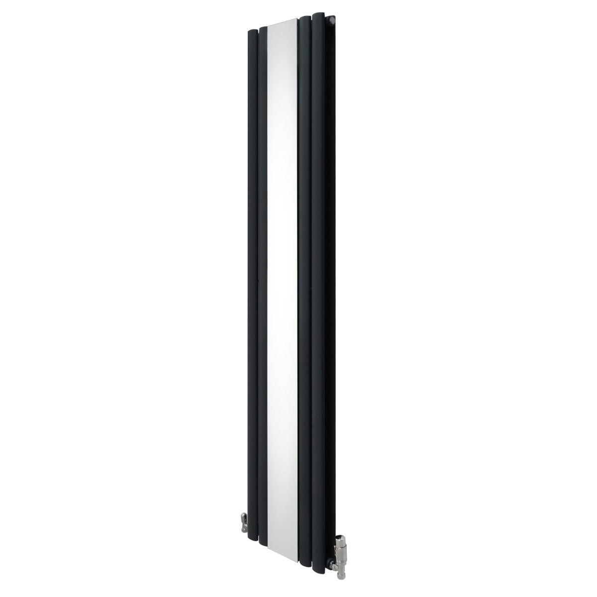 foto del prodotto radiatore e valvole cromate a specchio pannelli ovali 1800mm x 380mm grigio antracite