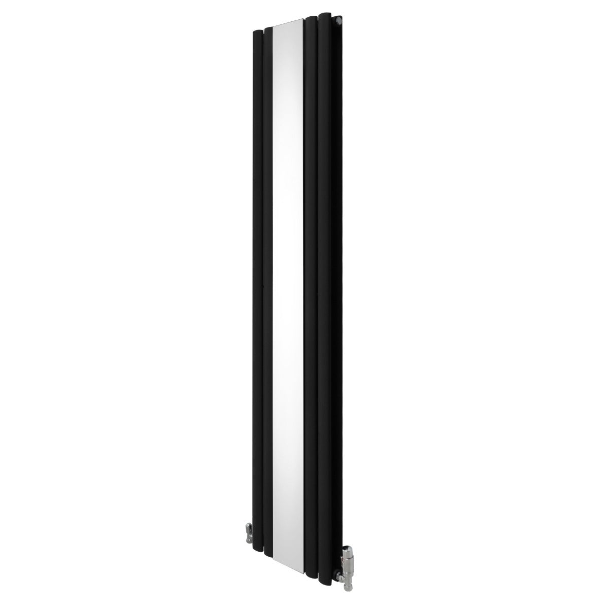 foto del prodotto radiatore e valvole cromate a specchio pannelli ovali 1800mm x 380mm nero