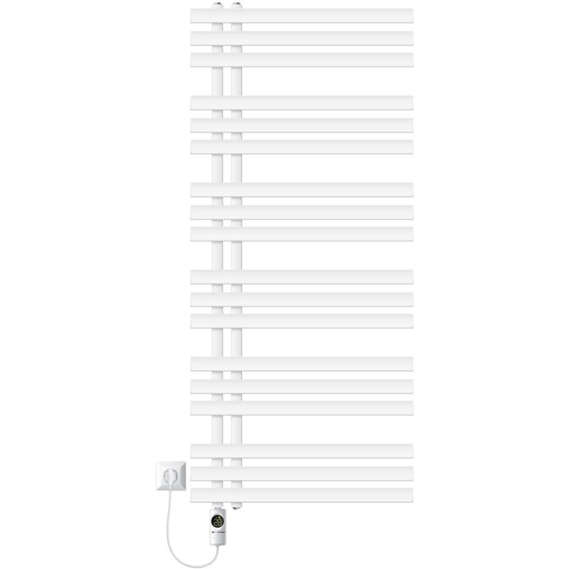foto del prodotto radiatore elettrico da bagno iron em 600x1400 mm bianco con elemento riscaldante 1200w termostato display digitale termosifone per asciugamani