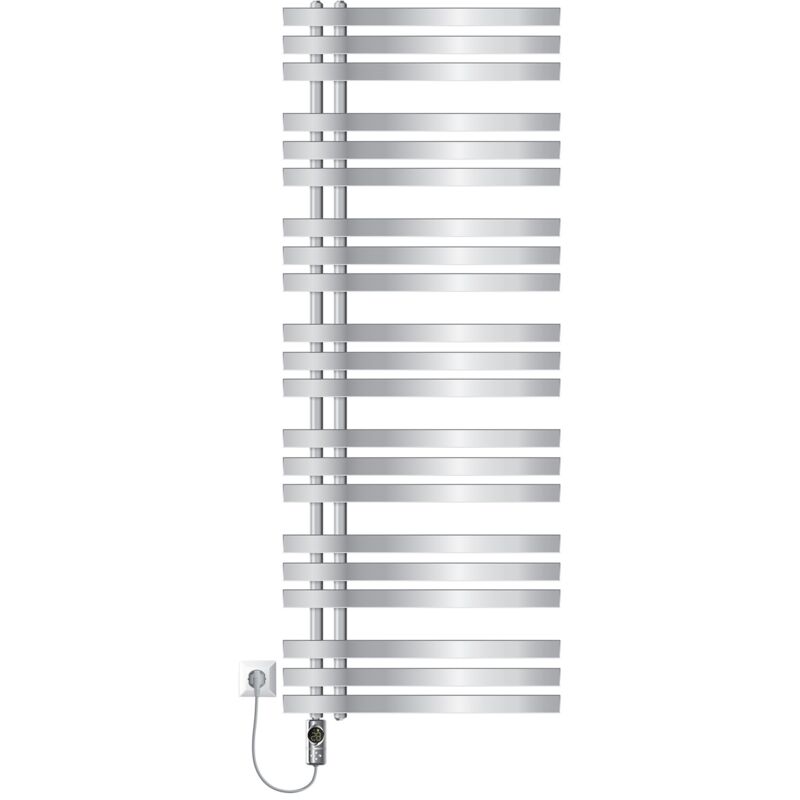 foto del prodotto radiatore elettrico da bagno iron em 600x1600 mm cromo con elemento riscaldante 1200w termostato display digitale termosifone per asciugamani