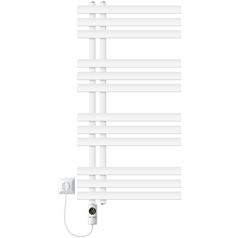 foto del prodotto radiatore elettrico iron em 500 x 1000 mm termosifone in acciaio bianco calorifero con elemento riscaldante 300 w con termostato e display digitale