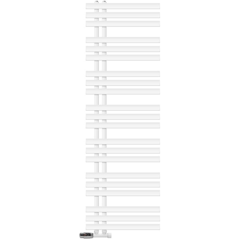 foto del prodotto radiatore iron em design scaldasalviette 500 x 1600 mm bianco calorifero attacco centrale con set di connessione e termostato angolo muro termosifone