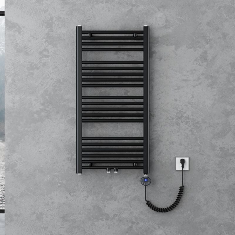 foto del prodotto radiatore piatto 100x50cm con elemento riscaldante 600w, radiatore scaldasalviette termoarredo da bagno riscaldamento elettrico o da acqua calda rhe