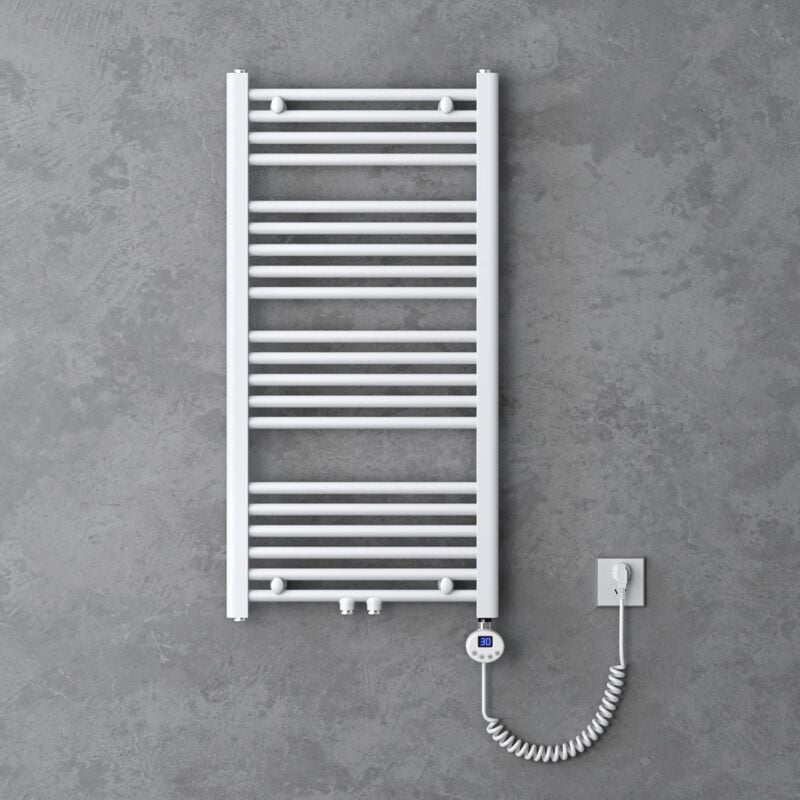 foto del prodotto radiatore piatto 100x50cm con elemento riscaldante 600w, radiatore scaldasalviette termoarredo da bagno riscaldamento elettrico o da acqua calda rhe