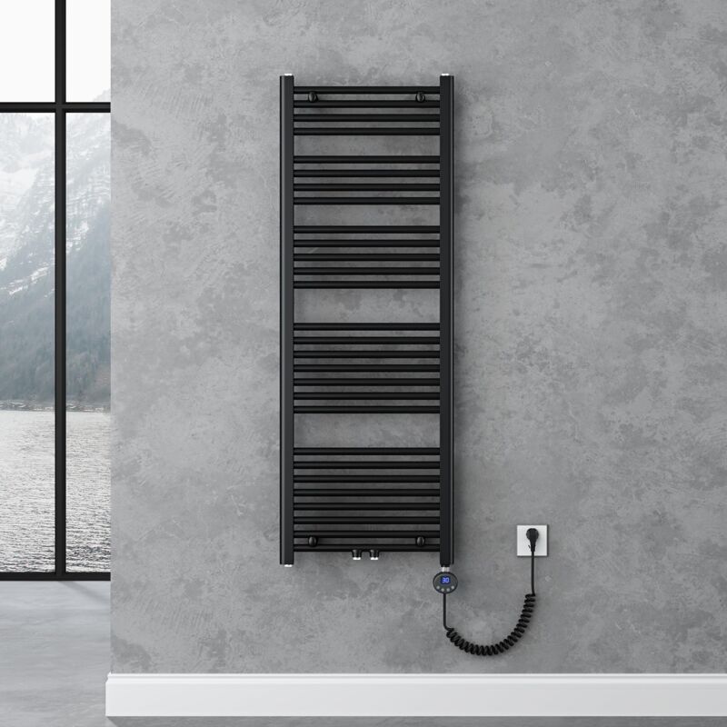 foto del prodotto radiatore piatto 140x50cm con elemento riscaldante 800w, radiatore scaldasalviette termoarredo da bagno riscaldamento elettrico o da acqua calda rhe