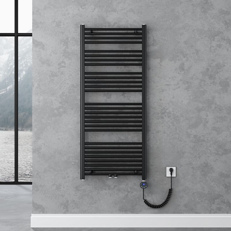 foto del prodotto radiatore piatto 140x60cm con elemento riscaldante 800w, radiatore scaldasalviette termoarredo da bagno riscaldamento elettrico o da acqua calda rhe