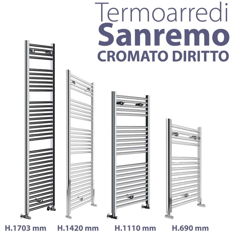 foto del prodotto radiatore termoarredo scaldasalviette cromo lucido modello sanremo mm 1420x600 watt 541 int. 550 lazzarini
