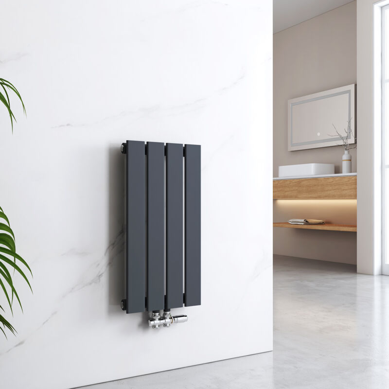 foto del prodotto radiatore termoarredo termosifoni ad acqua calda in acciaio pannelli piatti antracite 600 x 300 mm singolo strato emke