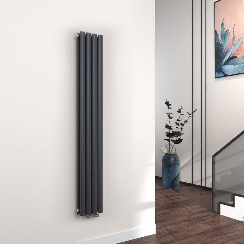 foto del prodotto radiatore termoarredo termosifoni ad acqua calda in acciaio tubo tondo antracite 1600 x 240 mm doppio strato emke