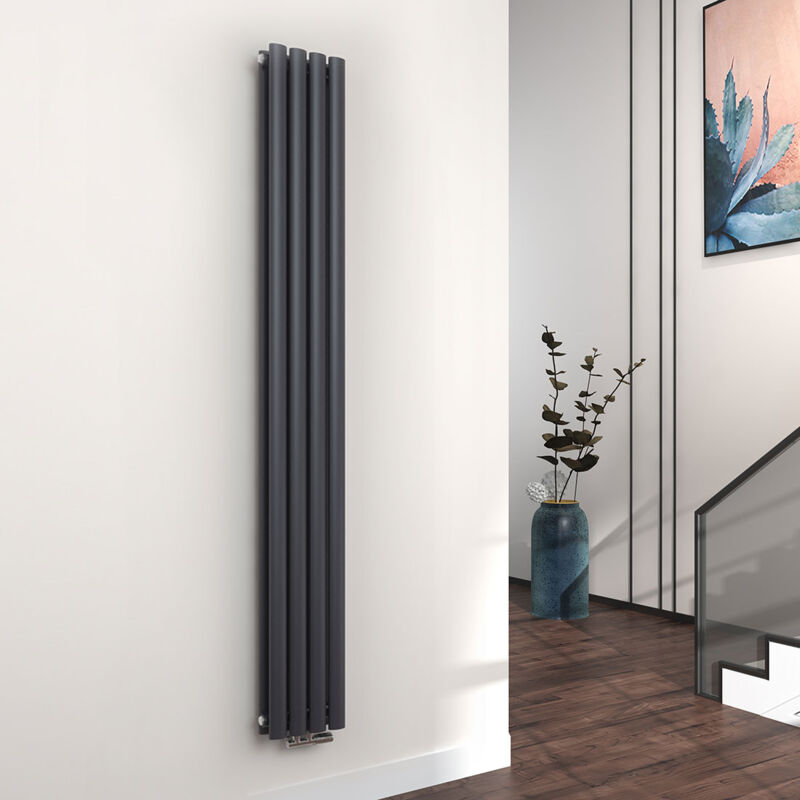 foto del prodotto radiatore termoarredo termosifoni ad acqua calda in acciaio tubo tondo antracite 1800 x 240 mm doppio strato emke
