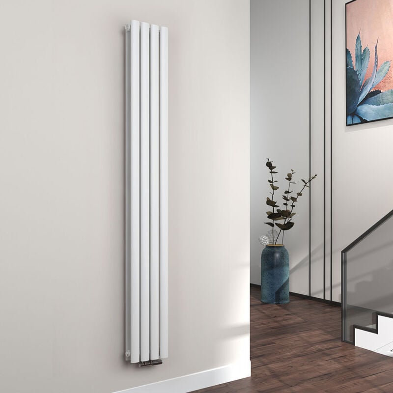 foto del prodotto radiatore termoarredo termosifoni ad acqua calda in acciaio tubo tondo bianco 1800 x 240 mm doppio strato emke