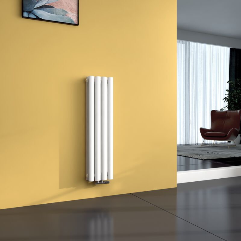 foto del prodotto radiatore termoarredo termosifoni ad acqua calda in acciaio tubo tondo bianco 900 x 240 mm doppio strato emke