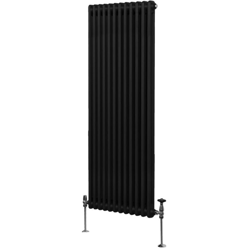 foto del prodotto radiatore termosifone a 2 colonne 1800mm x 562mm moderno centralizzato nero in acciaio inox verticale a parete cucina soggiorno bagno kit di