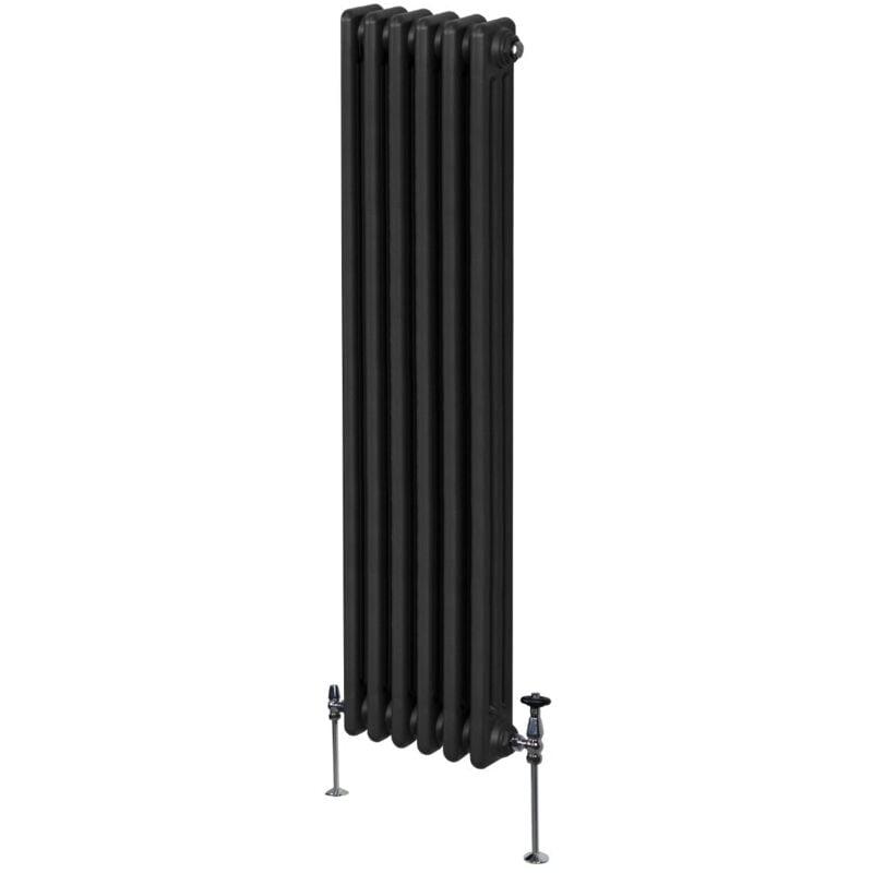 foto del prodotto radiatore termosifone a 3 colonne 1800mm x 292mm moderno centralizzato nero in acciaio inox verticale a parete cucina soggiorno bagno kit di