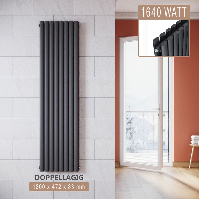 foto del prodotto radiatore termosifoni ad acqua calda in acciaio radiatore a pannello bilayer design bagno soggiorno radiatore orizzontale antracite 1800x472mm 1640w