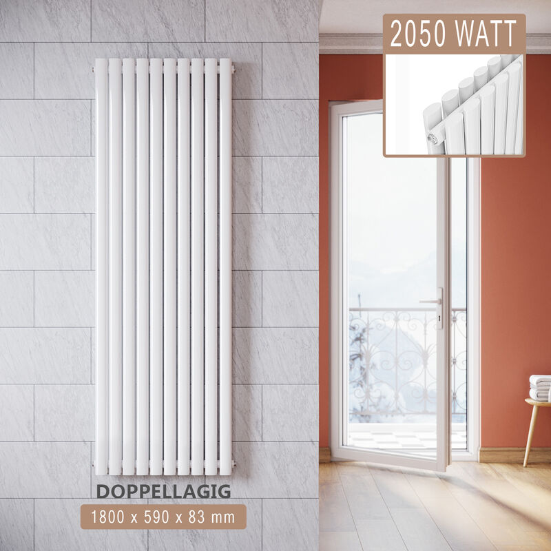 foto del prodotto radiatore termosifoni ad acqua calda in acciaio radiatore a pannello bilayer design bagno soggiorno radiatore orizzontale bianco 1800x590mm 2050w