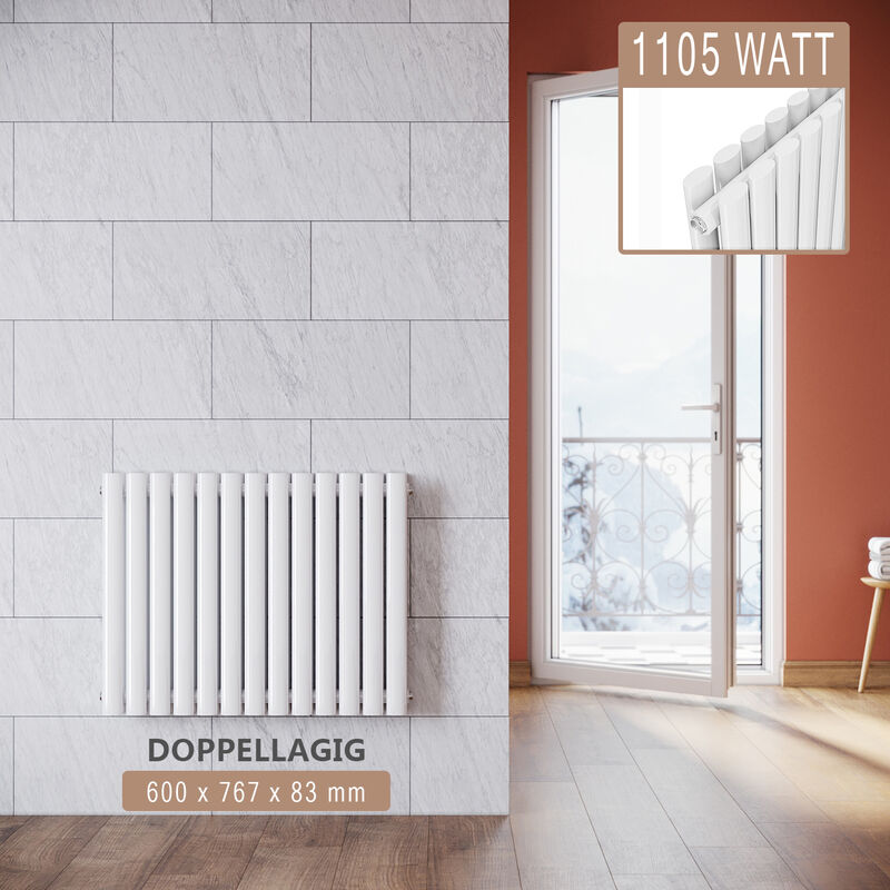 foto del prodotto radiatore termosifoni ad acqua calda in acciaio radiatore a pannello bilayer design bagno soggiorno radiatore orizzontale bianco 600x767mm 1105w