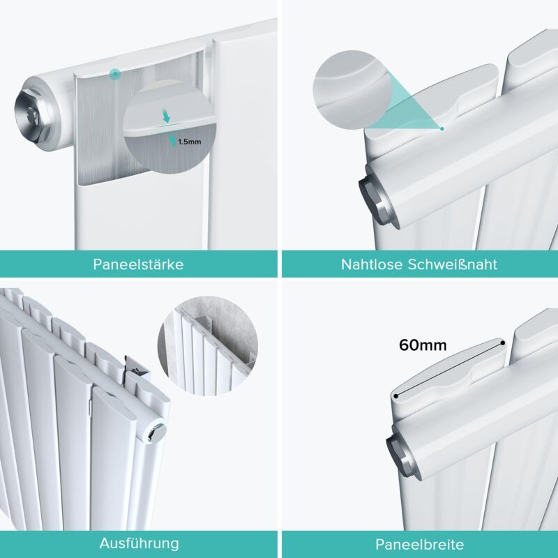 foto del prodotto radiatore verticale da bagno 160x61cm, radiatore a pannello termoarredo da parete e pavimento in acciaio, bianco - doporro