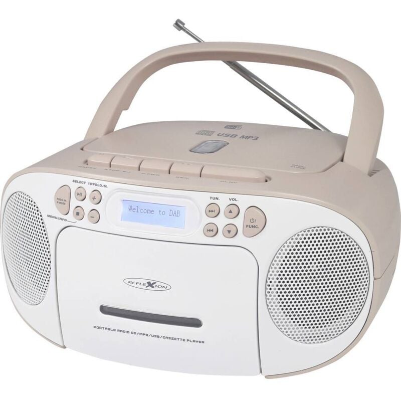 foto del prodotto radio cd dab , dab, fm aux, cd, cassette, usb bianco, rosa reflexion