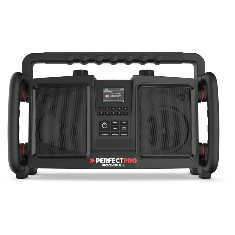 foto del prodotto radio da cantiere perfectpro rockbull con batteria integrata caricabatterie