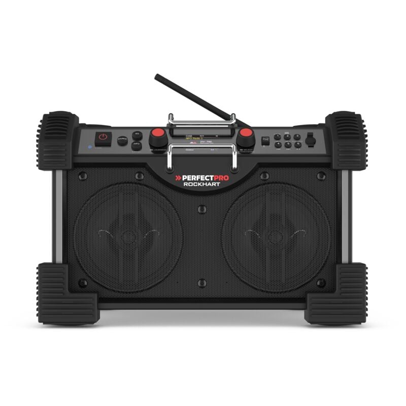 foto del prodotto radio da cantiere perfectpro rockhart con batteria integrata caricabatterie