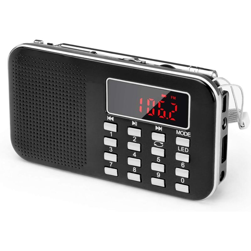 foto del prodotto radio portatile am fm, piccola radio portatile ricaricabile con batteria ricaricabile da 1200 mah, radio a transistor con luce di emergenza, mini