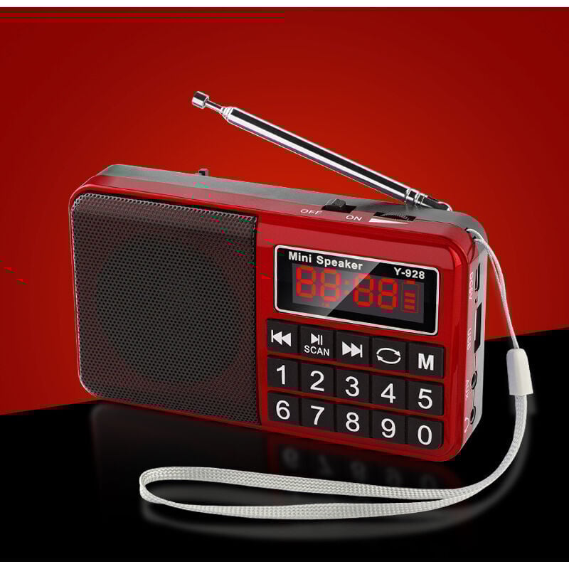 foto del prodotto radio portatile fm am mw sw usb micro-sd mp3, stazione radio con pulsanti grandi e schermo grande, radio portatile ricaricabile, batteria da 1200