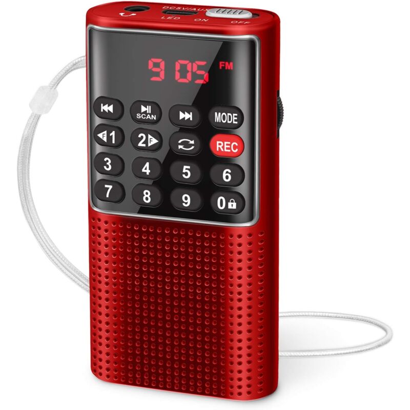 foto del prodotto radio portatile, piccola radio portatile ricaricabile con funzione di registrazione, radio fm portatile supporta mp3 tf aux usb c rosa 