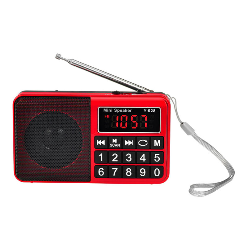 foto del prodotto radio portatile ricaricabile con altoparlante fm am mw sw usb micro sd mp3. radio a batteria con pulsanti grandi e ampio display. nessun supporto