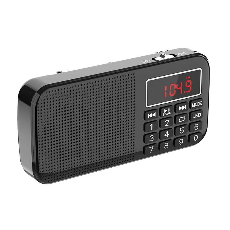 foto del prodotto radio portatile ricaricabile j 725, radio fm con batteria ricaricabile da 3000 mah, piccola radio digitale portatile con orologio sveglia e luce di