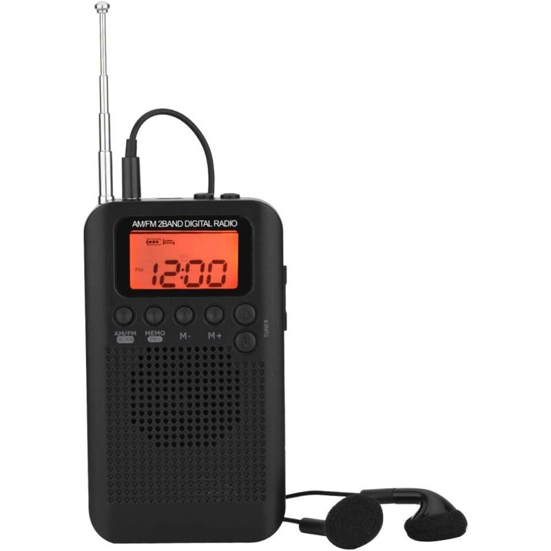 foto del prodotto radio tascabile digitale am fm portatile con cuffia radio stereo digitale con schermo icd radio ricaricabile con altoparlante esterno walk