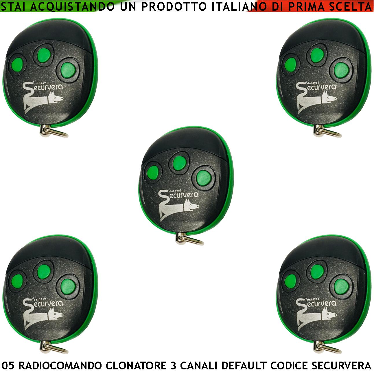 foto del prodotto radiocomandi autoapprendimento 5 pezzi frequenza 433,92 mhz codifica di sicurezza in default securvera 66 bit copia codice di 3 canali diversi led segnalazione